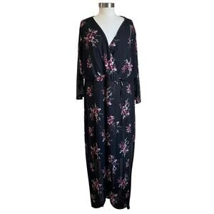 Connected Apparel Dark Romantic Floral Mesh Overlay Maxi Dress Size 22W